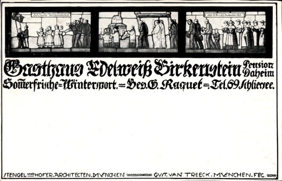 Postcard Birkenstein Fischbachau in Upper Bavaria, Gasthaus Edelweiß, Pension Daheim