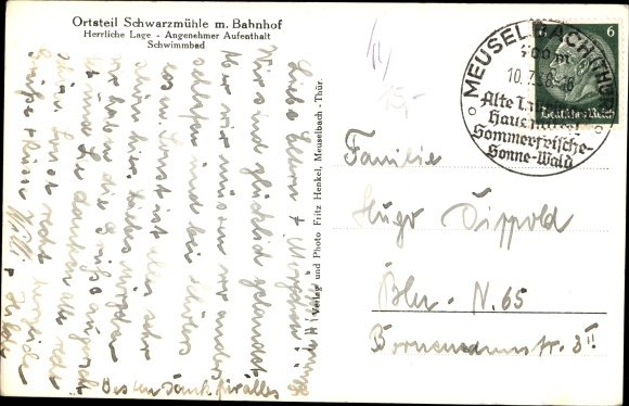 Postcard Meuselbach Schwarzmühle Schwarzatal in Thuringia, panorama, train station