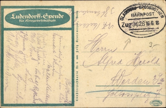 Artist PC Ludendorff donation for war invalids, sowers, veterans at field work, I. WK