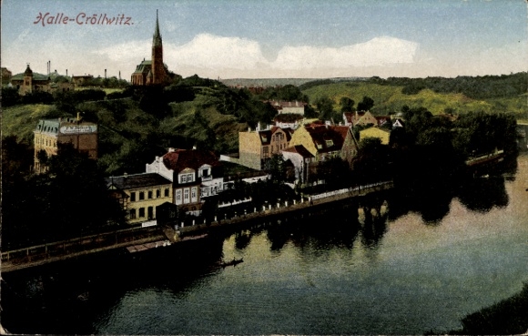 Postcard Kröllwitz Cröllwitz Halle an der Saale, general view, church