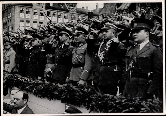 Collective picture Adolf HItler No. 76, Nuremberg Rally, foreign military attachés, Rommel