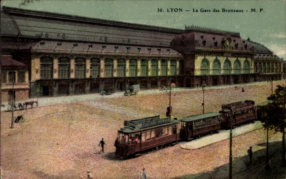 Postcard Lyon Rhône, Gare des Brotteaux, tram