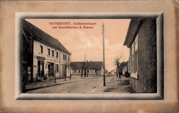 Postcard Gatterstedt Gatterstädt Querfurt in the Saalekreis, town view Holländerstraße, commercial building E.