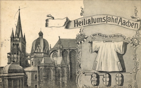 Postcard Aachen, pilgrimage, cathedral, the dress of the Mother of God