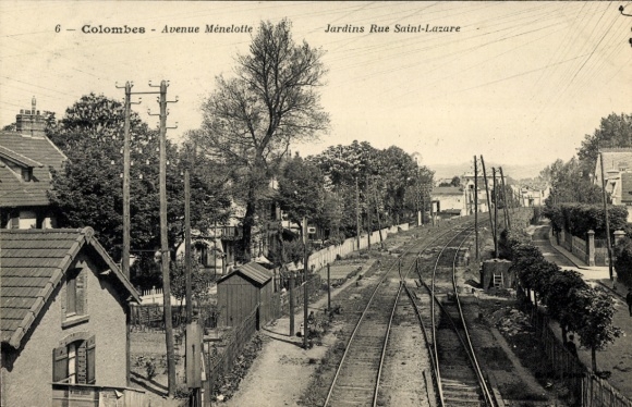 Postcard Colombes Hauts de Seine, Avenue Menelotte, Jardins Rue Saint Lazare