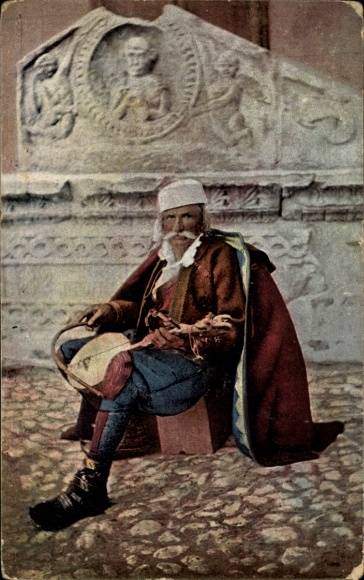 Postcard Guslar, violin player, folk singer