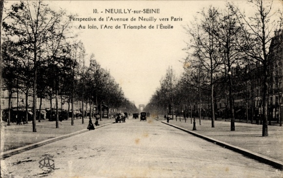 CPA Neuilly sur Seine Hauts de Seine, Avenue de Neuilly vers Paris, l'Arc de Triomphe de Étoile