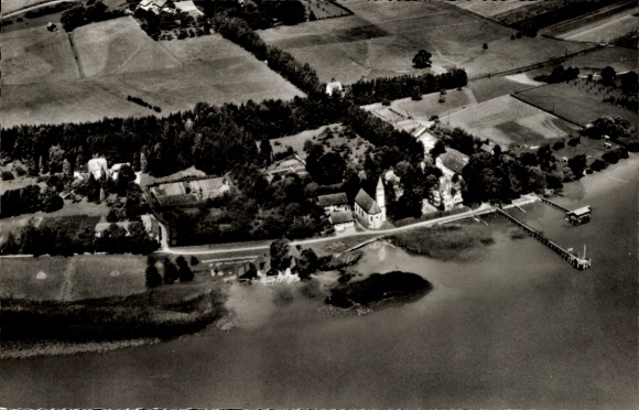 Postcard St. Alban Dießen am Ammersee Upper Bavaria, aerial photograph