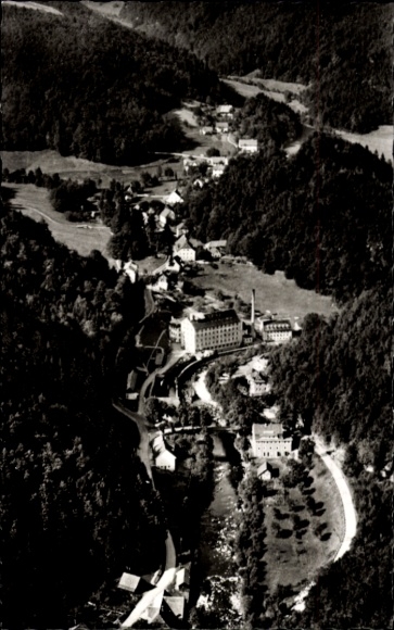 Postcard Tiefenstein Idar Oberstein on the Nahe, aerial photograph, landscape, village, buildings, river, forests
