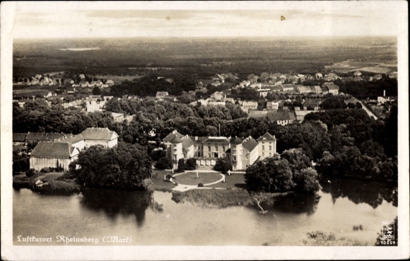 PC Rheinsberg in Brandenburg, aerial photograph of the town and castle
