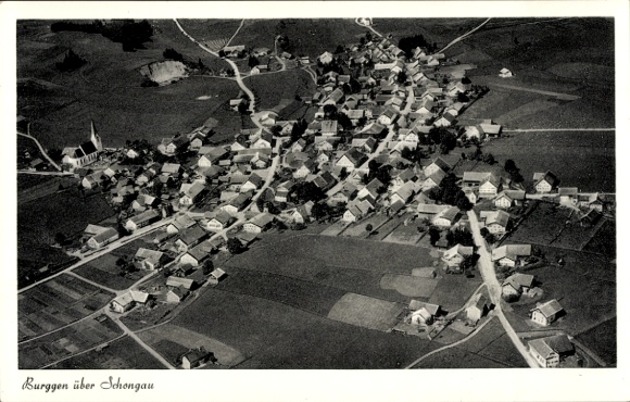 Postcard Burggen in Upper Bavaria, aerial photograph