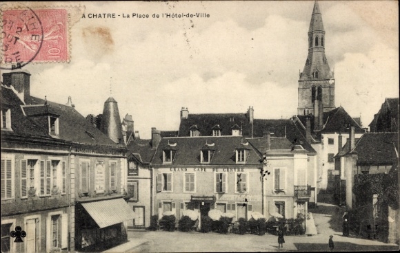 Postcard Châteauroux Indre, from Hotel de Ville, restaurant