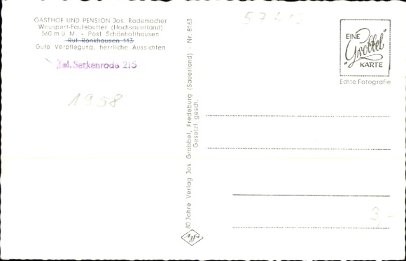 Postcard Weuspert Faulebutter Finnentrop, inn and guesthouse, dining room, Jos Rademacher, landscape
