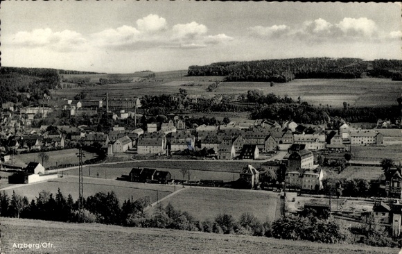 Postcard Arzberg in Upper Franconia, general view