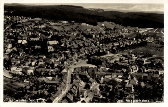Postcard Dudweiler Saarbrücken in Saarland, aerial photograph