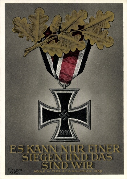 Postal stationery artist Postcard Klein, Only one can win and that is us, quote Adolf Hitler