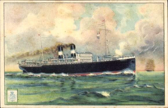 Postcard steamer Napoli, Navigazione Generale Italiana, NGI