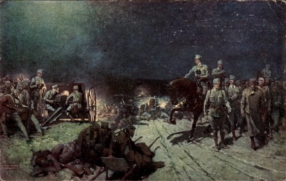 Künstler Ak Kämpfe des kuk Inft. Regts. Nr. 92, bei der Vernichtung der Timokdivision, 1. WK