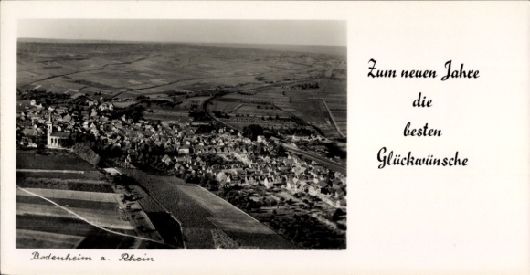 Postcard Bodenheim in Rheinhessen, aerial photograph