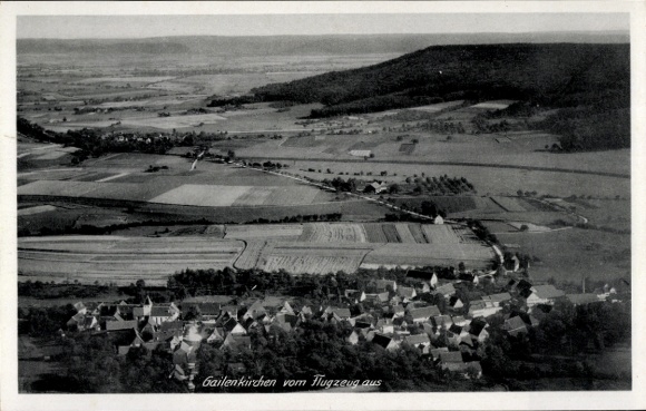 Postcard Gailenkirchen Schwäbisch Hall in Württemberg, aerial view of wide landscape, fields, village