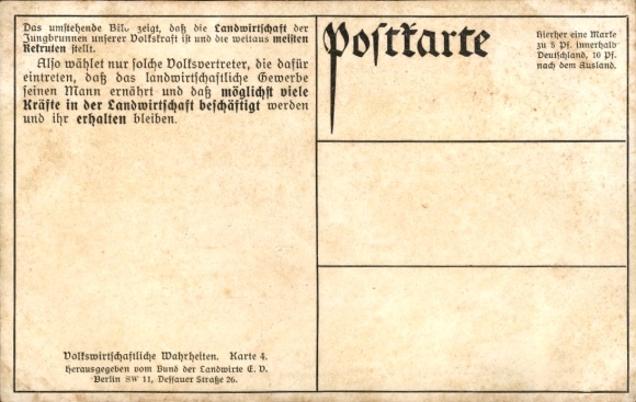 Postcard Ratio of recruits suitable for the military in the big city and in the countryside, Berlin