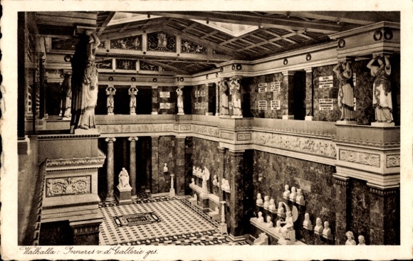 Postcard Donaustauf in the Upper Palatinate, Walhalla, interior view of the gallery