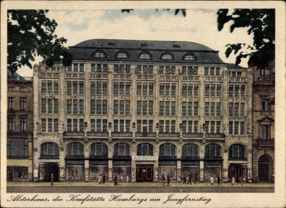 Postcard Hamburg Mitte Neustadt, Jungfernstieg, Alsterhaus