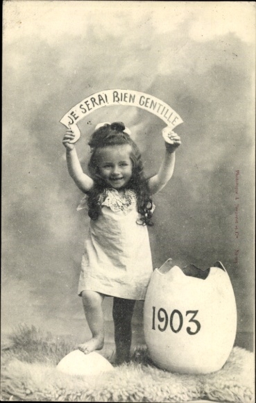 Ak Mädchen-Porträt, Jahreszahl 1903, Ei