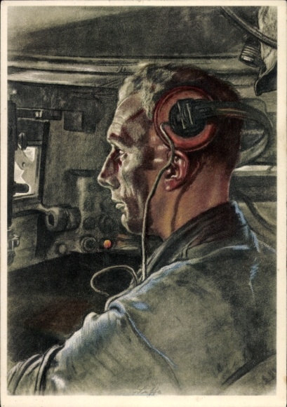 Artist Postcard Willrich, Wolfgang, tank driver, Wehrmacht, VDA
