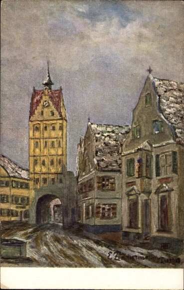 Künstler Ak Weißenhorn bayr. Schwaben, Unteres Tor