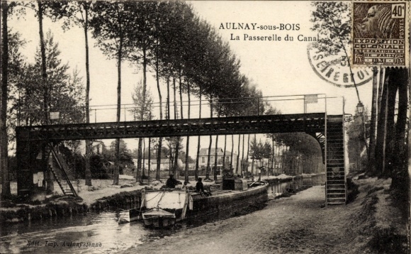 CPA Aulnay sous Bois Seine Saint Denis, La Passerelle du Canal