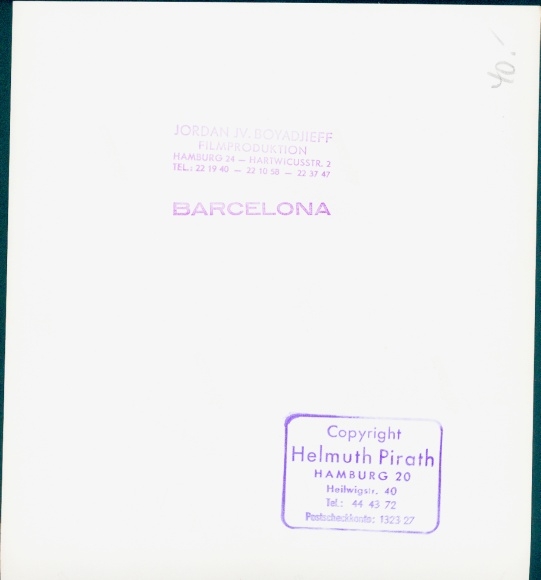 Photo film scene Barcelona, Monumento a Colón, documentary, FRG 1952, Jordan J. von Boyadjieff