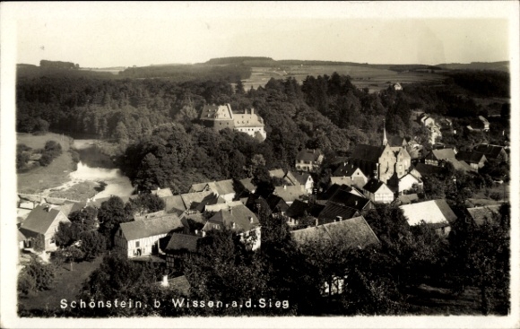 Ak Schönstein Wissen an der Sieg Westerwald, Totalansicht