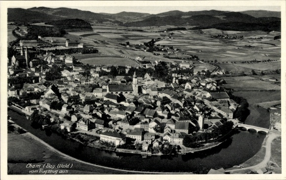 Ak Cham in de Opper-Palts, luchtfoto
