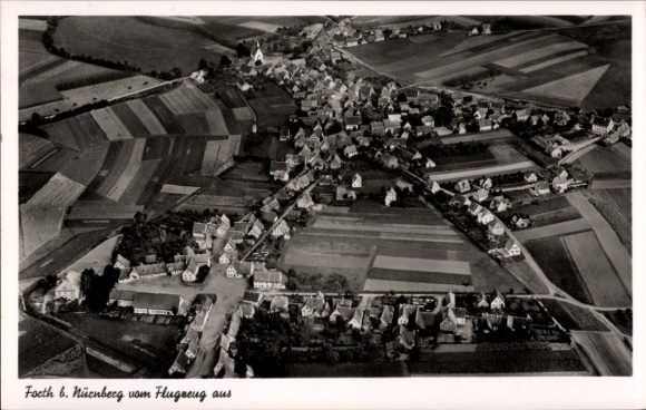 Postcard Forth Eckental in Middle Franconia, aerial view of Forth, houses and fields