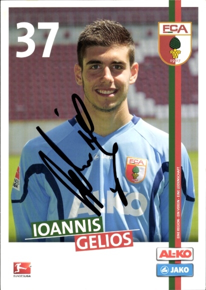 Autograph card footballer Ioannis Gelios, FC Augsburg, autograph