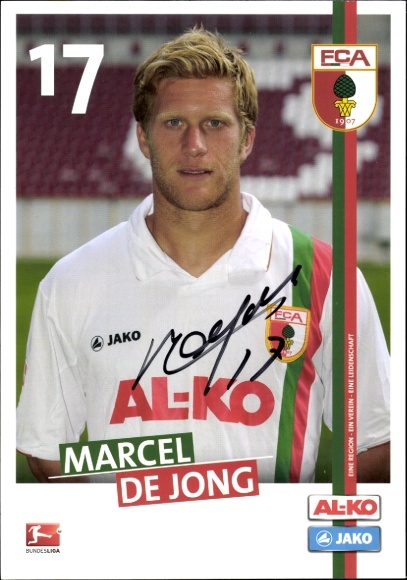 Autogrammkarte Fußballer Marcel De Jong, FC Augsburg, Autogramm