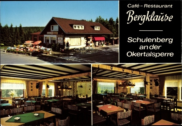 Ak Schulenberg Clausthal Zellerfeld im Oberharz, Okertalsperre, Cafe-Restaurant Bergklause