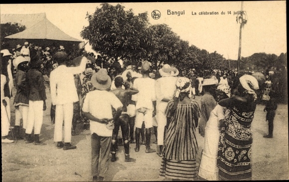 Postcard Bangui Central African Republic, The celebration of July 14