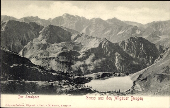 Ak Blaichach im Allgäu, Allgäuer Berghof, Der Seealpsee, beeindruckende Berglandschaft, Schwarz-W