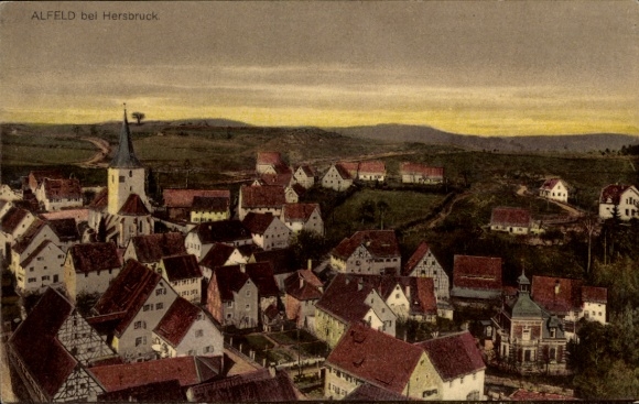 Ak Alfeld Mittelfranken, Blick über die Dächer der Stadt, Kirche, Landschaft