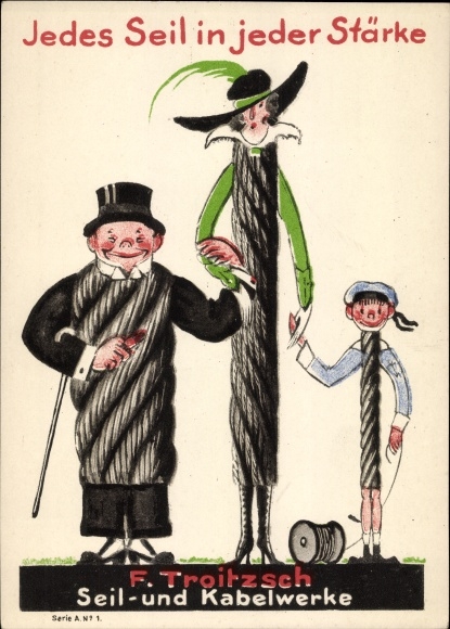 Artist Postcard Lüdke, E., Berlin Tempelhof, rope and cable works F. Troitzsch, any strength