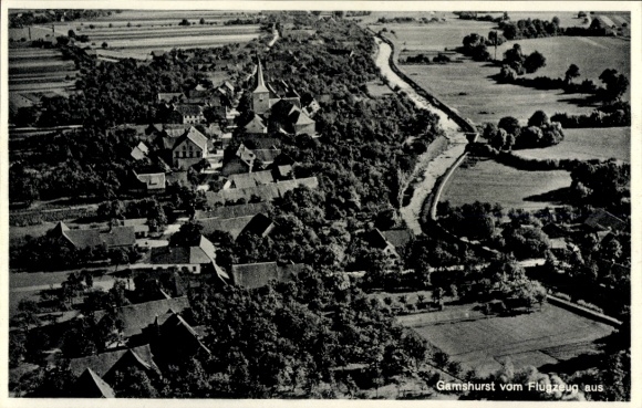 Postcard Gamshurst Achern in Baden Black Forest, aerial photograph