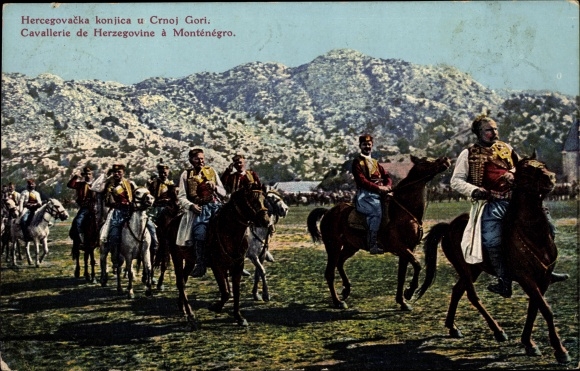 Postcard Cavalry of Herzegovina in Montenegro, Trachten