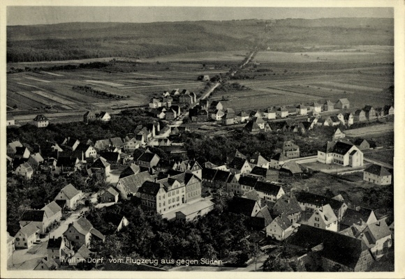 Postcard Weil im Dorf Weilimdorf Stuttgart in Württemberg, aerial photograph, towards south