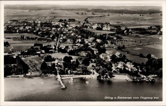 Ak Utting am Ammersee Oberbayern, Fliegeraufnahme