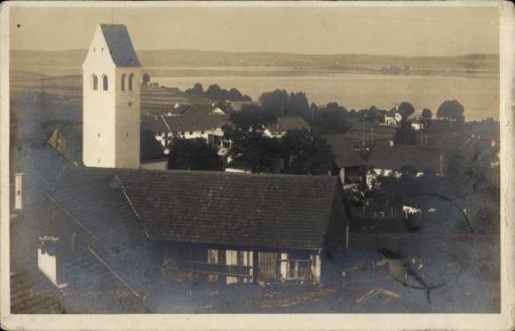 Photo Postcard Steinebach Walchstadt Wörthsee in Upper Bavaria, general view, church