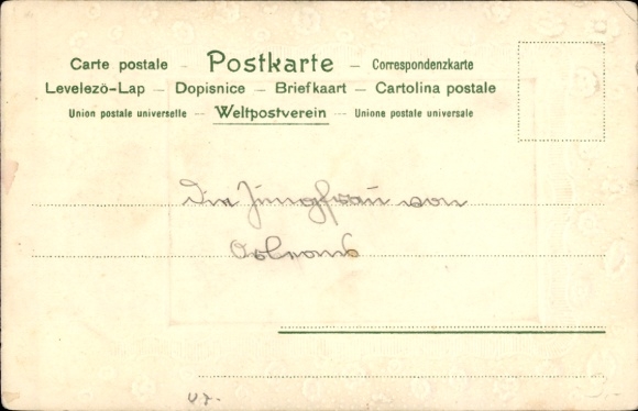 Embossed Passepartout Postcard Joan of Arc, portrait