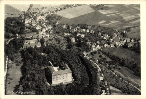 Postcard Schillingsfürst in Middle Franconia, aerial photograph