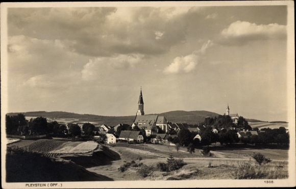 Ak Pleystein in der Oberpfalz Bayern, Gesamtansicht, Kirche